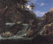 Jan Asselijn Landscape with Waterfall painting